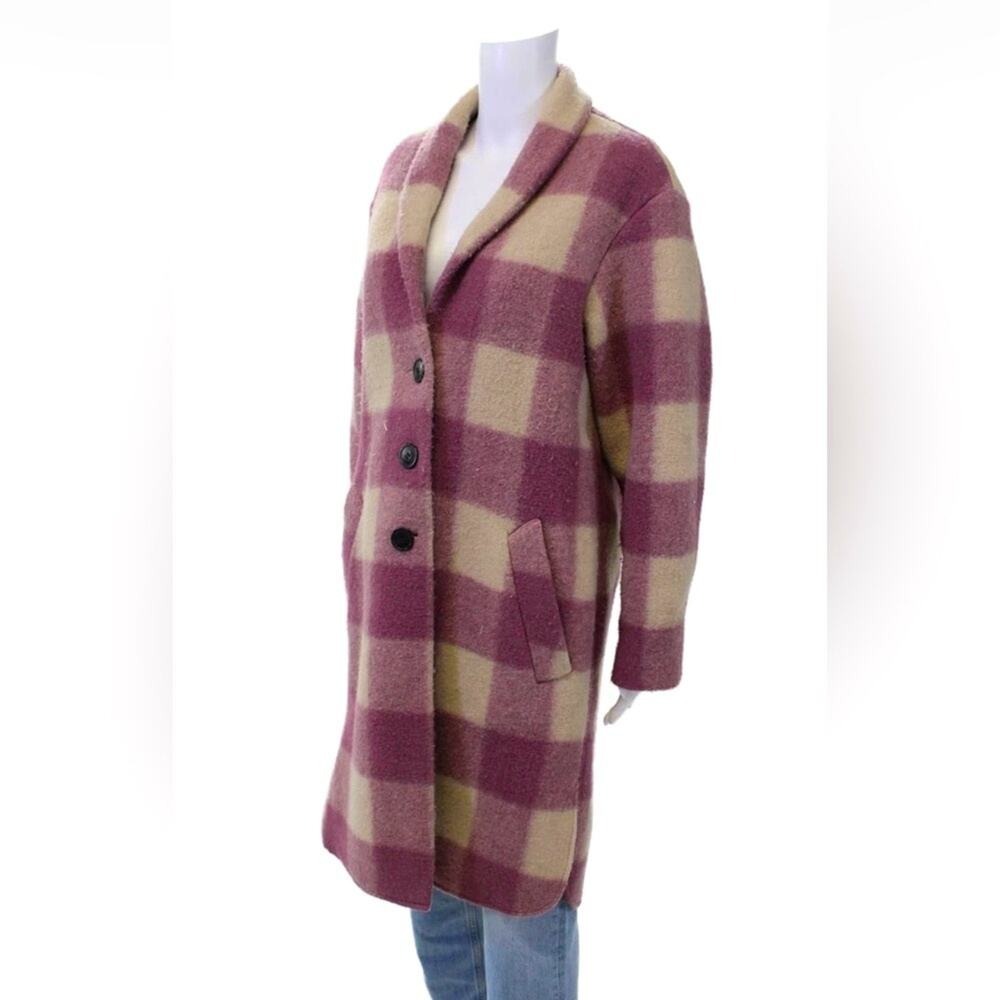 Isabel Marant Etoile Gabriel Fontizi Blanket Gingham Plaid Coat in Rosewood 34 - Picture 9 of 13